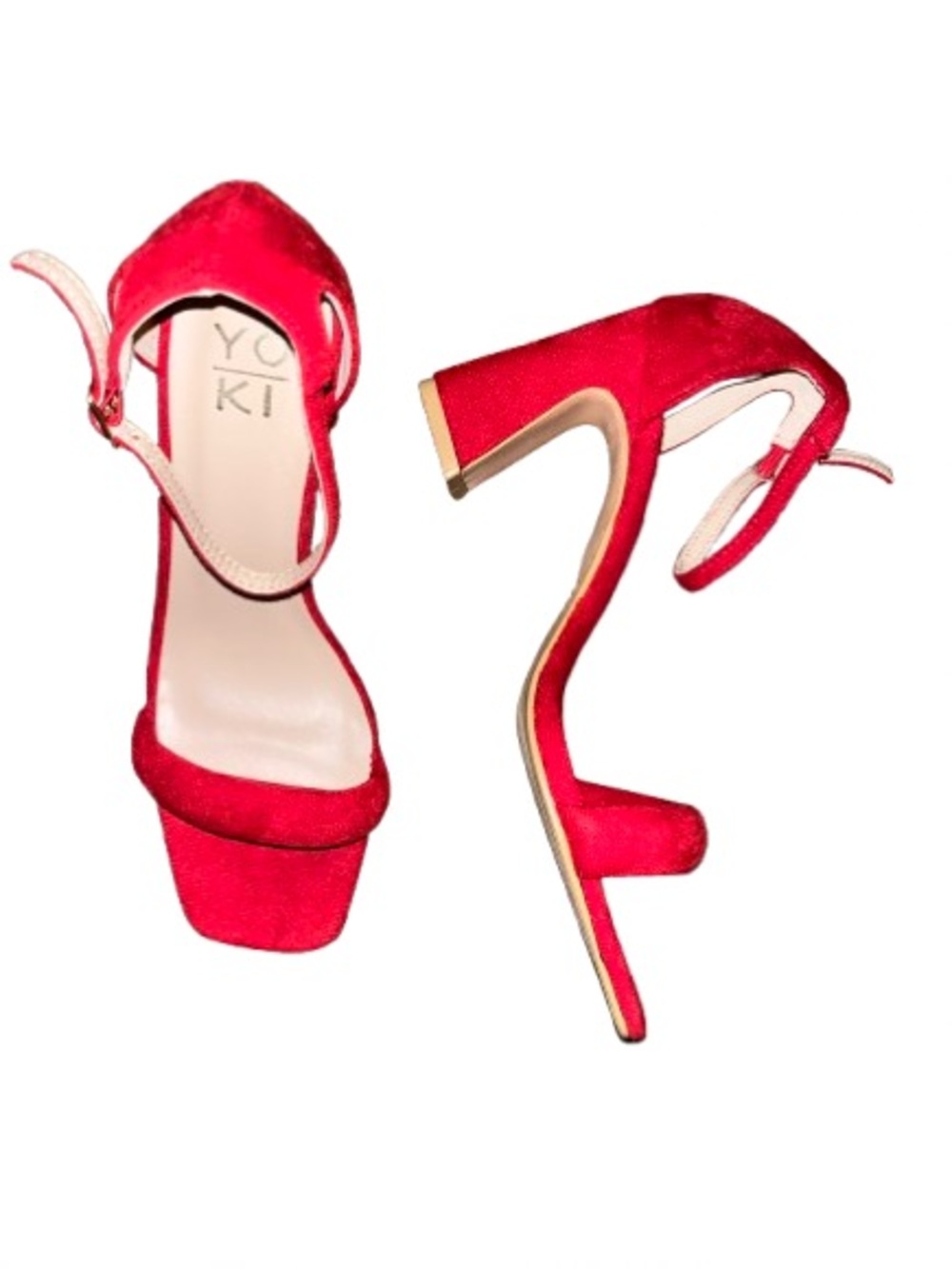 Yoki Vibrant Red Ankle-Strap Block Heels